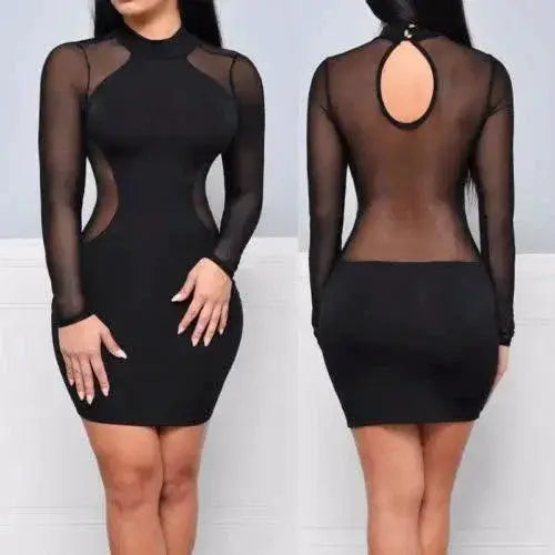 Sultry Sheath Sexy Transparent Sleeve Cocktail Dress