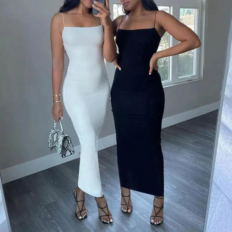 Summer Black Backless Bodycon Dress For Elegant Parties