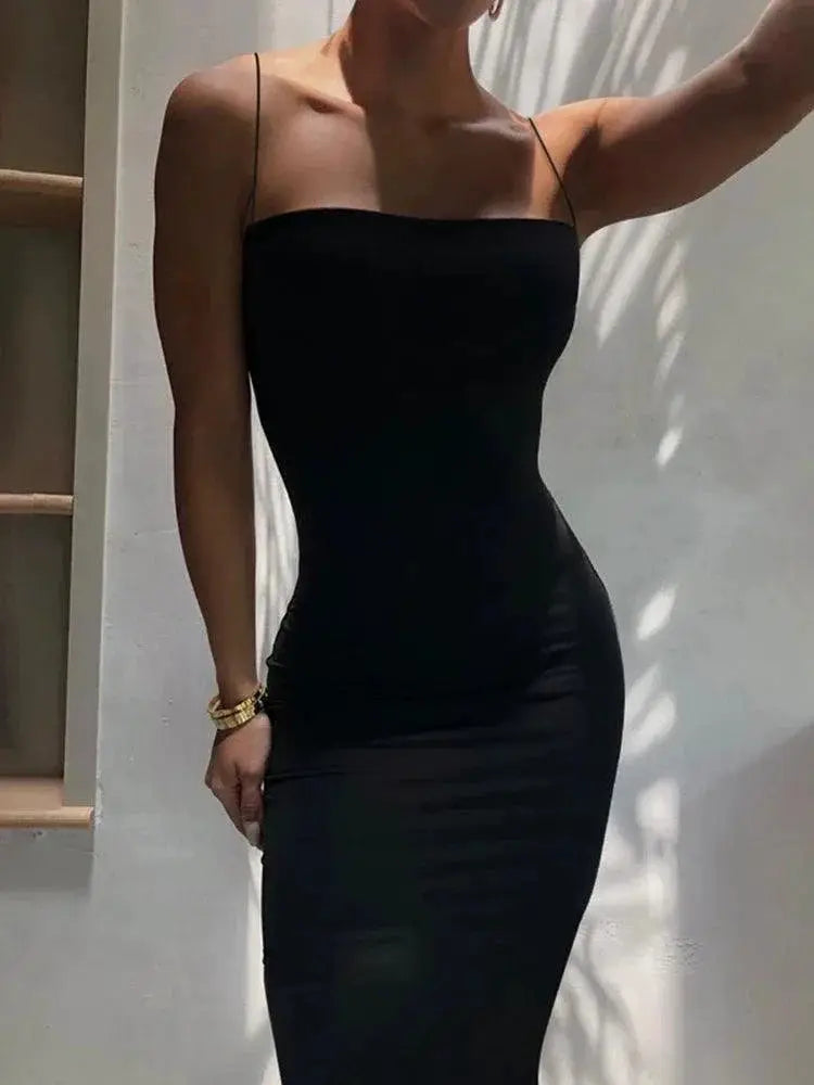 Summer Black Backless Bodycon Dress For Elegant Parties