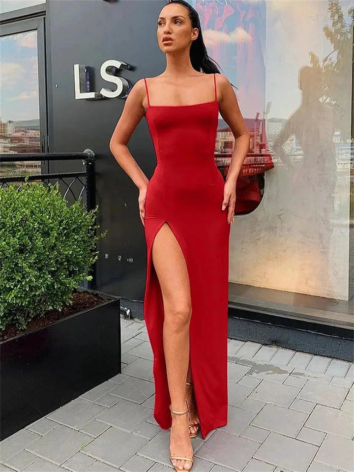 Summer Chic Bodycon Dress Spaghetti Strap Sleeve Sheath