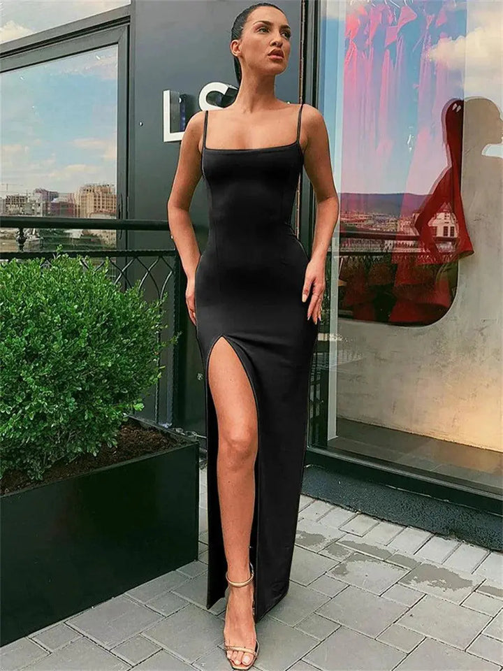 Summer Chic Bodycon Dress Spaghetti Strap Sleeve Sheath