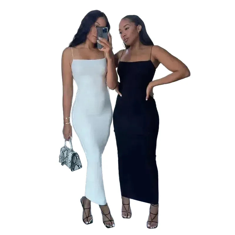 Summer Fashion Square Collar Backless Bodycon Dress