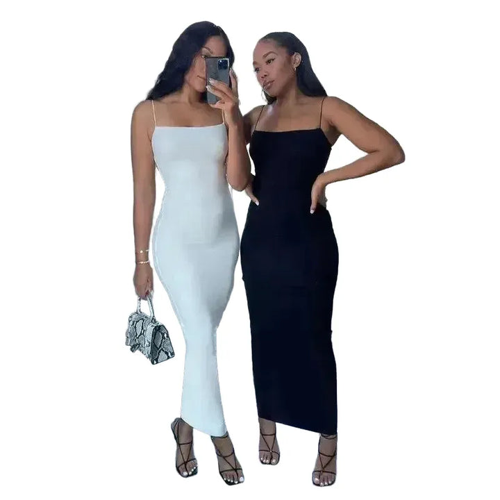 Summer Fashion Square Collar Backless Bodycon Dress