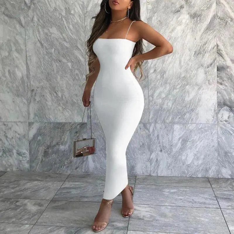 Summer Fashion Square Collar Backless Bodycon Dress