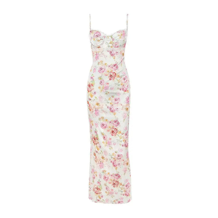 Suninheart Floral Print Bodycon Maxi Dress For Weddings