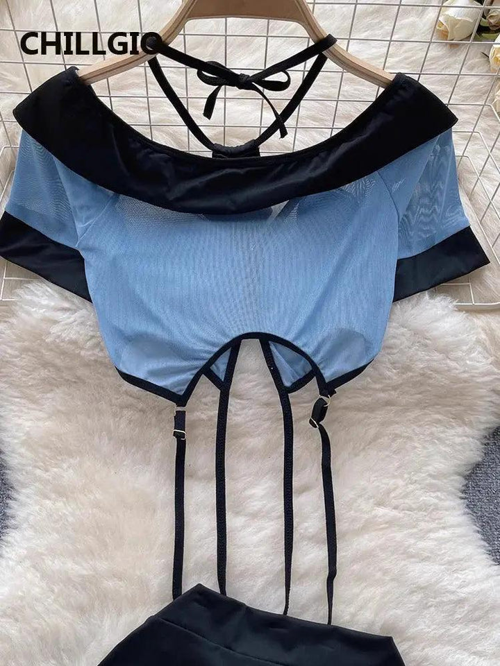 Transparent Seductive Pajama Set 3 Piece Sleepwear