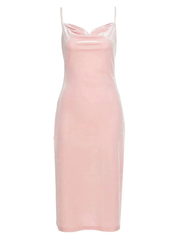 Velvet Low Cut Bodycon Dress For Elegant Evening Wear