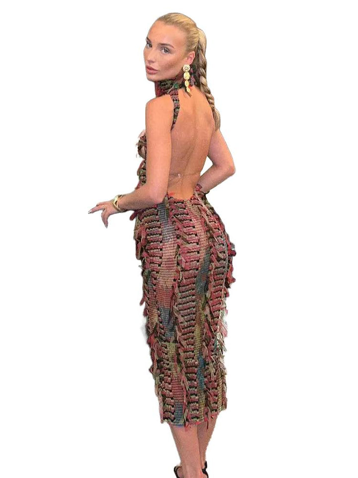 Weird Puss Hole Dress Provocative Colorful Bodycon Style