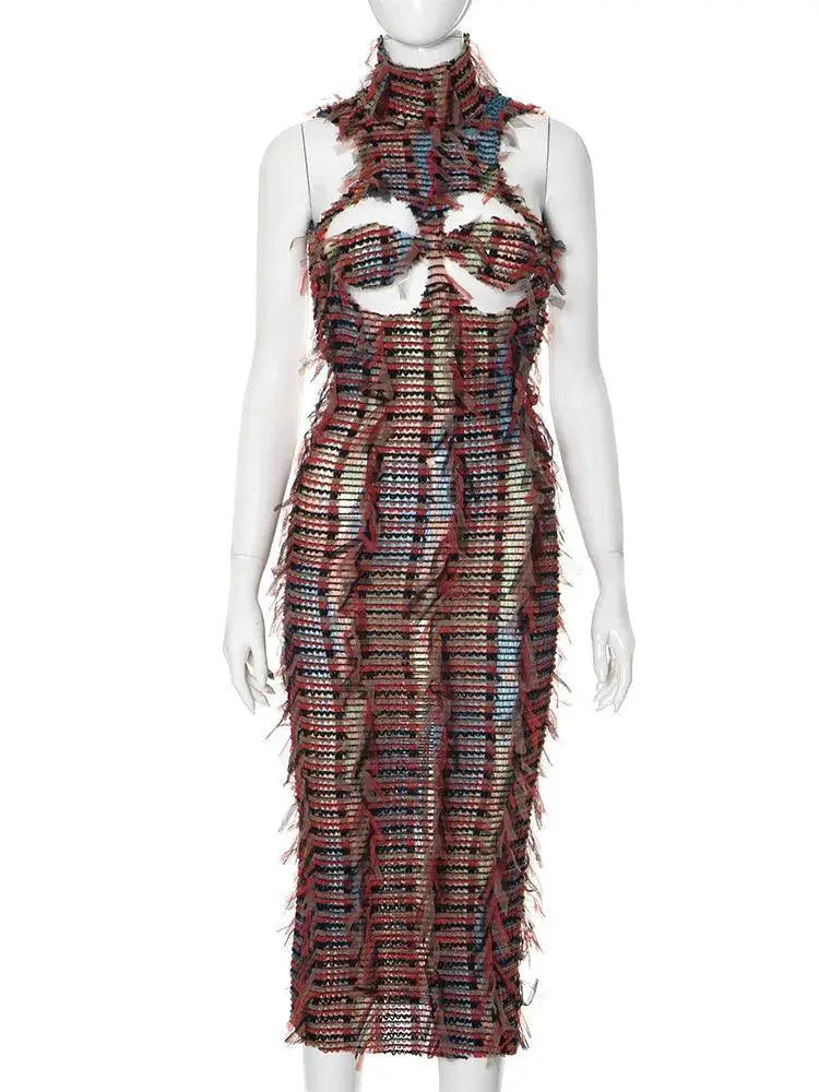 Weird Puss Hole Dress Provocative Colorful Bodycon Style