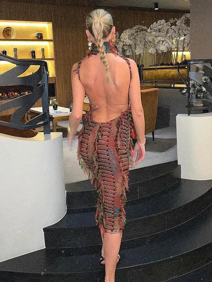 Weird Puss Hole Dress Provocative Colorful Bodycon Style